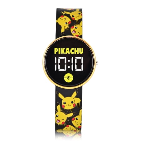 PokemonUnisex Children's LED Watch with Round Case and Printed Silicone Strap (POK4433WM)