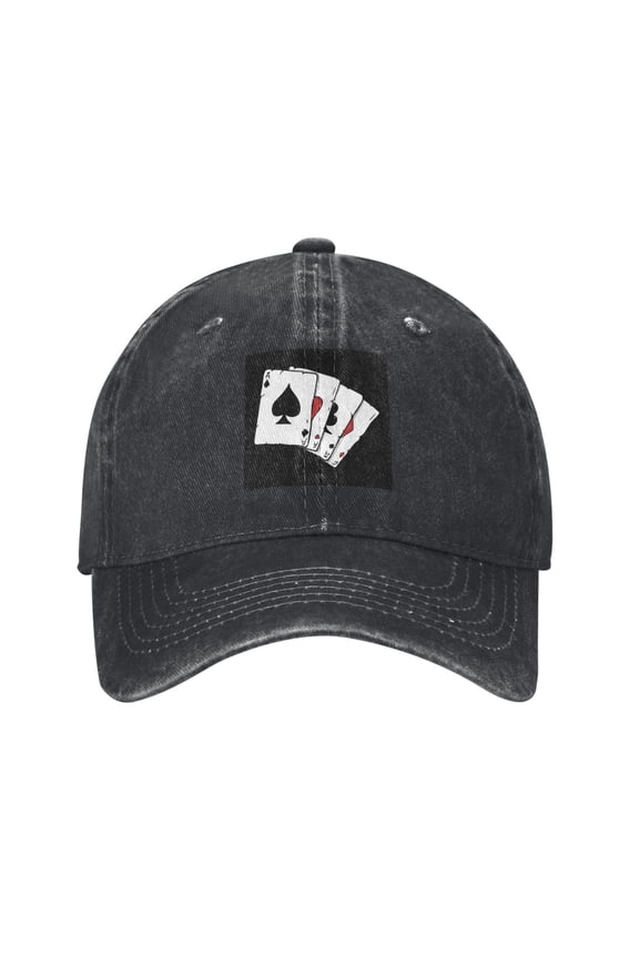 Poker A Unisex Adult Washed Denim Cotton Sport Outdoor Baseball Cap Adjustable Cowboy Baseball Hat