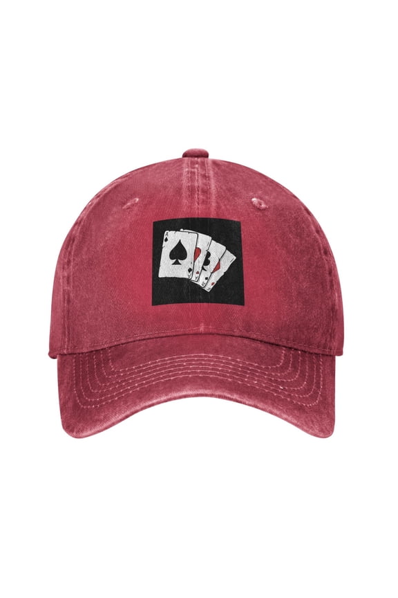 Poker A Unisex Adult Washed Denim Cotton Sport Outdoor Baseball Cap Adjustable Cowboy Baseball Hat