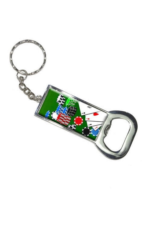 Poker Aces Cards Chips Gambling Keychain Bottle Bottlecap Opener