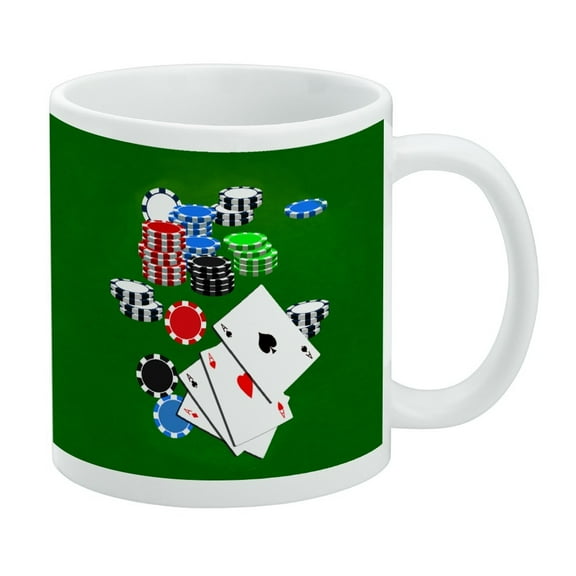 Poker Aces Cards Chips Gambling White Mug