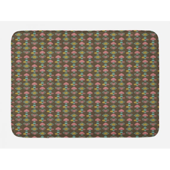 Poker Bath Mat, Playing Card in Doodle Style with Pale Pink and Blue Tones with Grunge Effect, Plush Bathroom Decor Mat with Non Slip Backing, 29.5" X 17.5", Multicolor, by Ambesonne