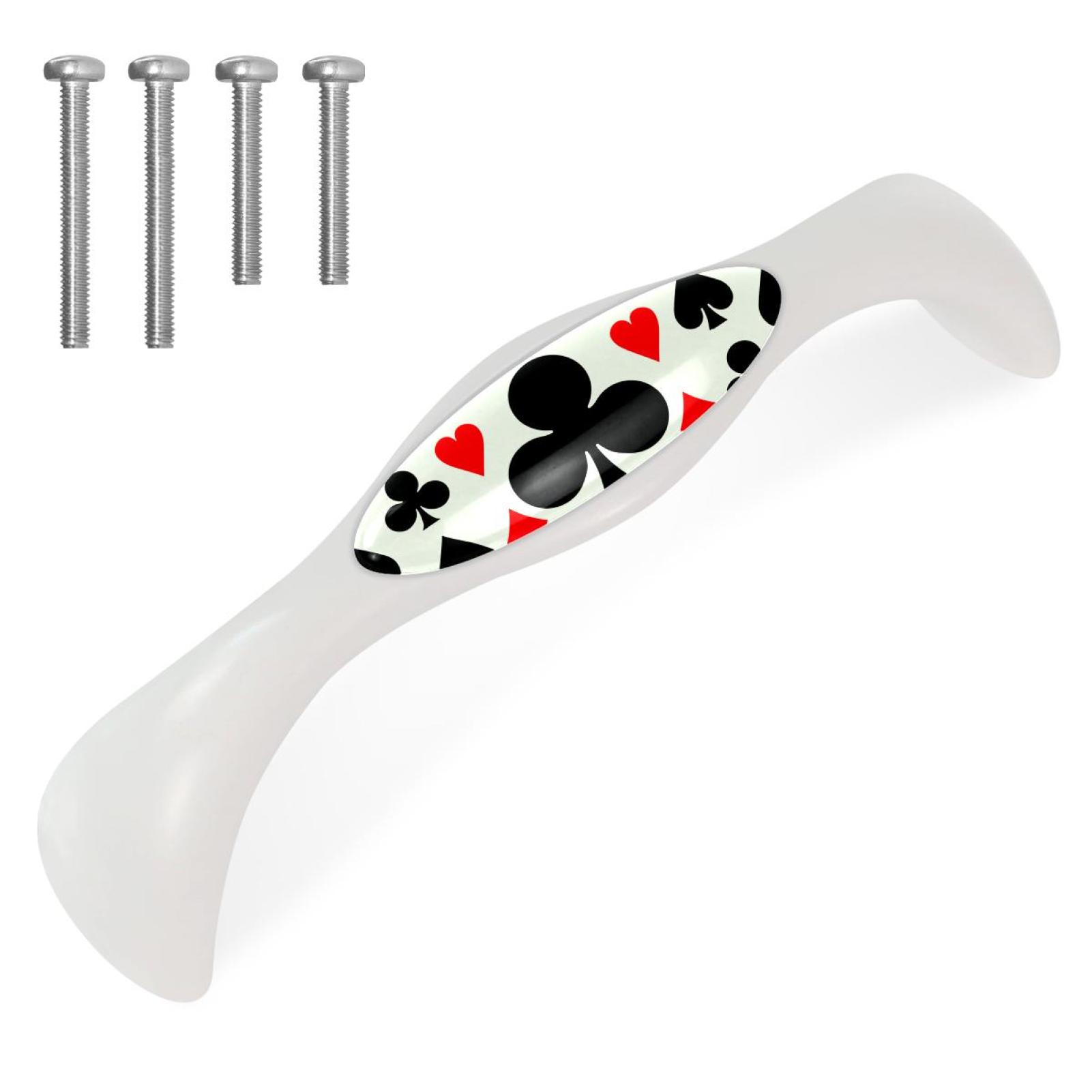 Poker Cards Clubs Knob 4 Pack Arched Drawer Pulls Crystal Glass White