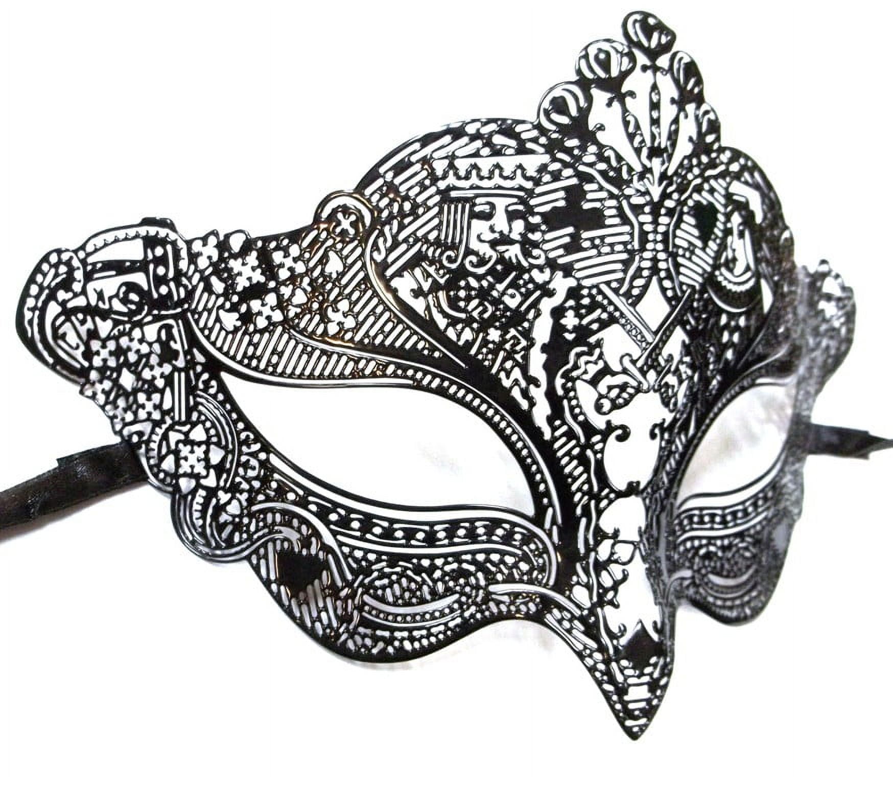 Poker Cards King Queen Design Black Laser Cut Masquerade Metal Filigree Mask