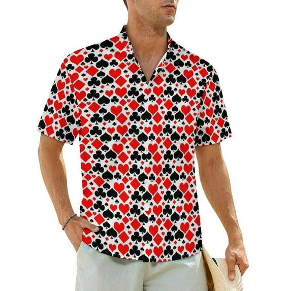 Poker Cards Suits Beach Shirt Playing Card Hawaiian Casual Shirts Male Novelty Blouses Sho