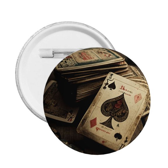Poker Cards Vintage Round Button Pin Badge 5PCS Pinback Buttons Lapel Pin for Jacket, Backpack, Hat, Party Favor, Gift