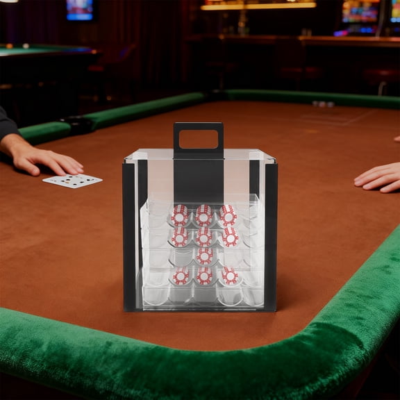 Poker Chip Case, Acrylic Poker Chip Case, Poker Chip Case with 1000 Chips Capacity for Casinos, Poker Clubs, Parties, or Family Gatherings (9.61*7.48*12.4in)