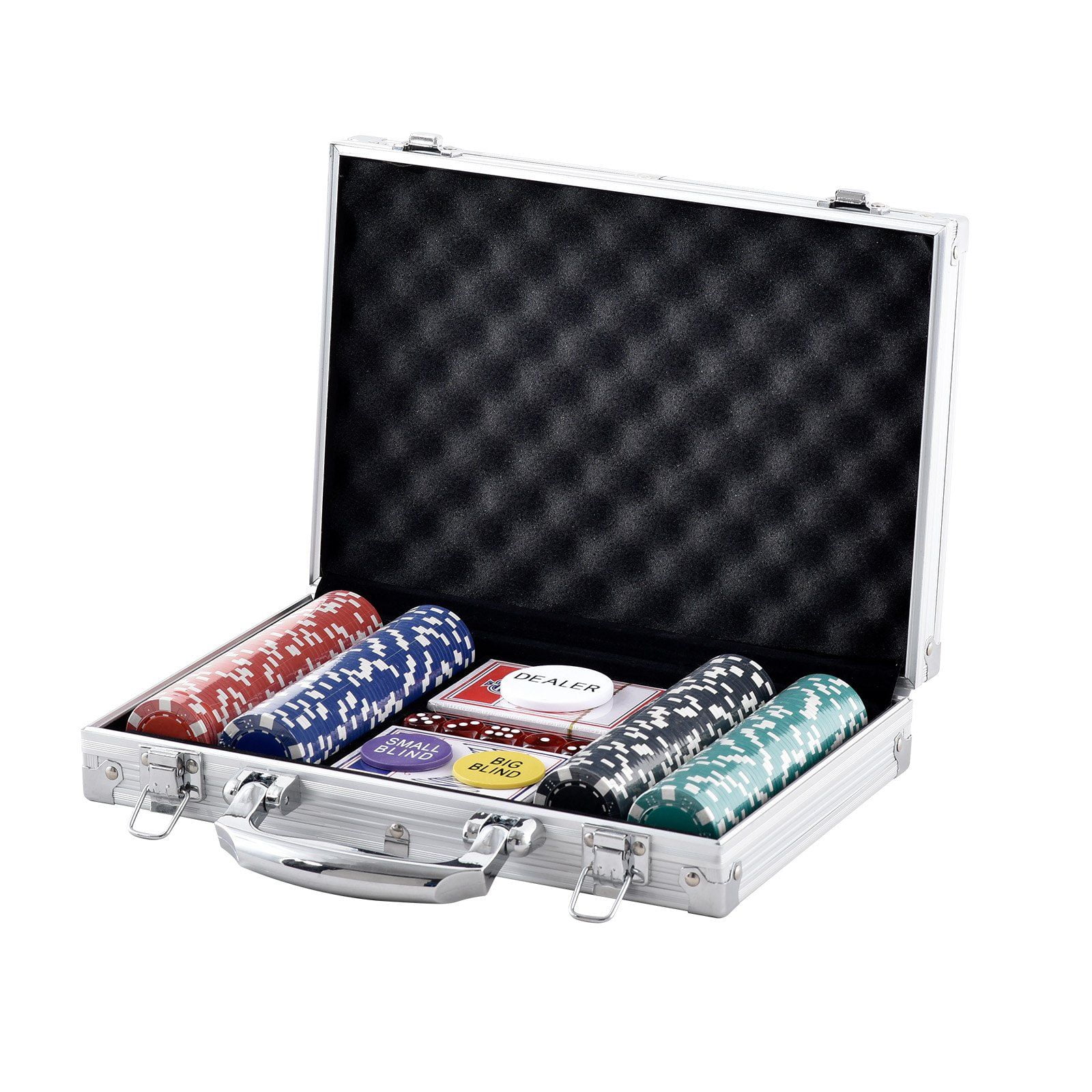 200-Piece Multicolor PS Plastic Poker Chip Set with Aluminum Case