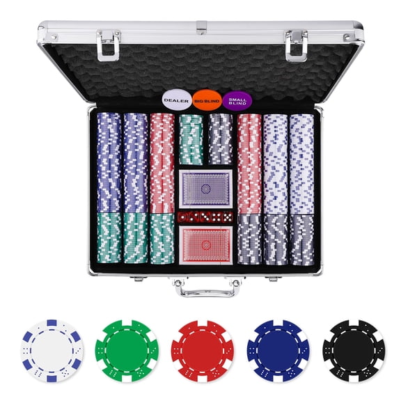 Poker Chip Set - 500PCS Poker Chips with Aluminum Case, 11.5 Gram Chips for Texas Holdem Blackjack(500pcs)