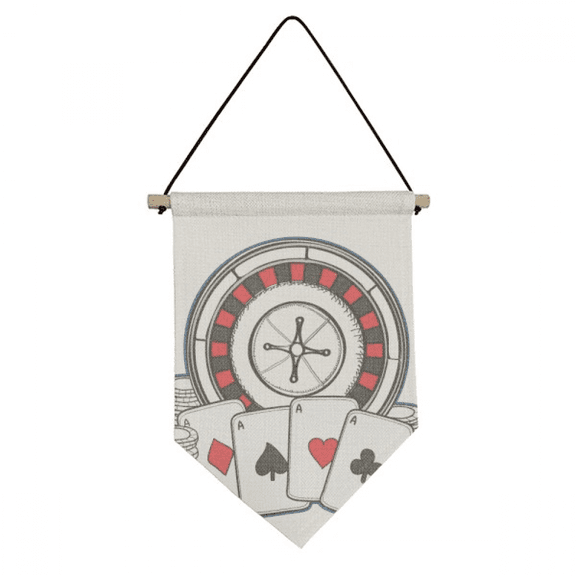 Poker Chips Turntable Illustration Canvas Flag Hanging Wall Art Decor Banner