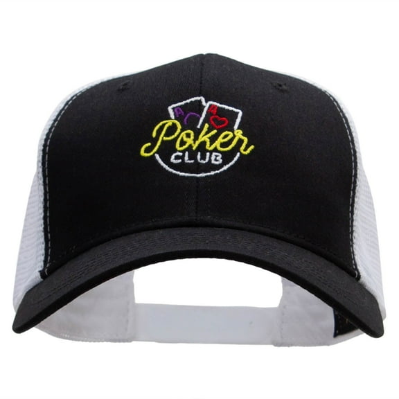 Poker Club Embroidered High Profile Mesh Cap - Black White OSFM