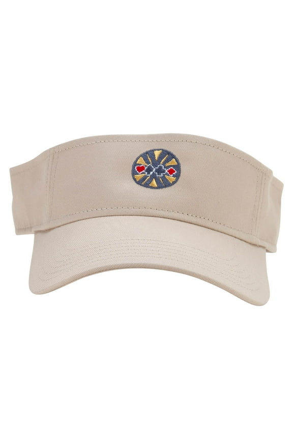 Poker Coin Embroidered Cotton Twill Sun Visor - Khaki OSFM