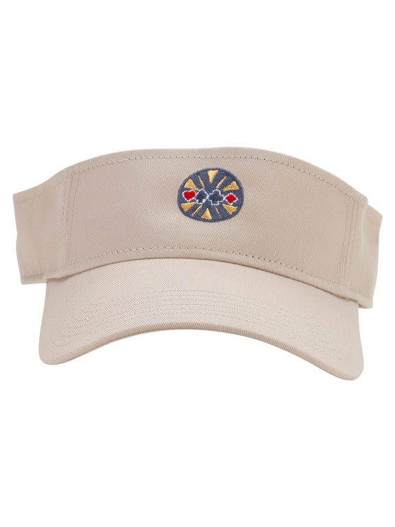 Poker Coin Embroidered Cotton Twill Sun Visor - Khaki OSFM
