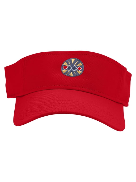 Poker Coin Embroidered Cotton Twill Sun Visor - Red OSFM