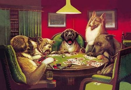 Poker Dogs Stun Shock and the Win 1903 Canvas Art - CM Coolidge (24 x 36)