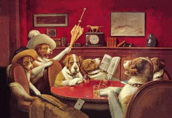 Poker Dogs This Game Is Over 1903 Canvas Art - CM Coolidge (12 x 18)