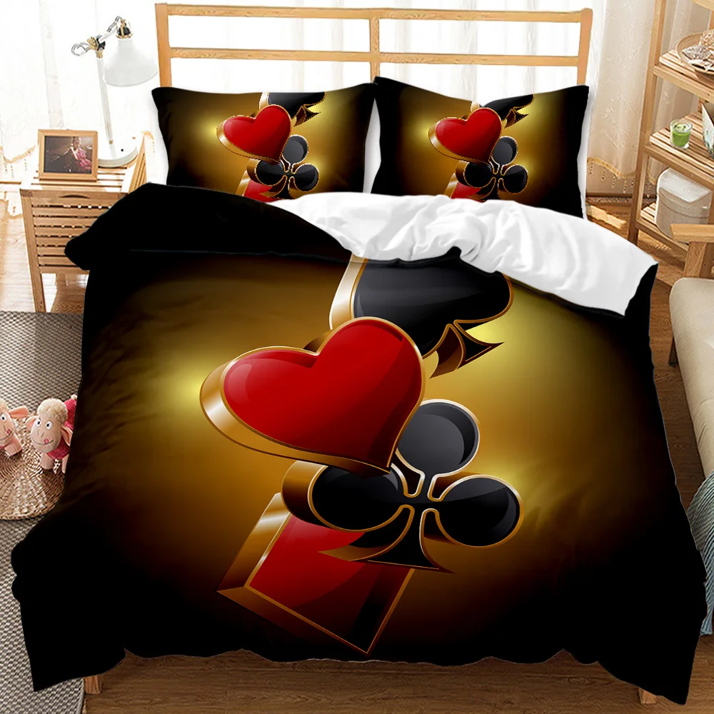 Poker Duvet Cover Set Card Game Bedding Set Gamer Playing Duvet Cover ...