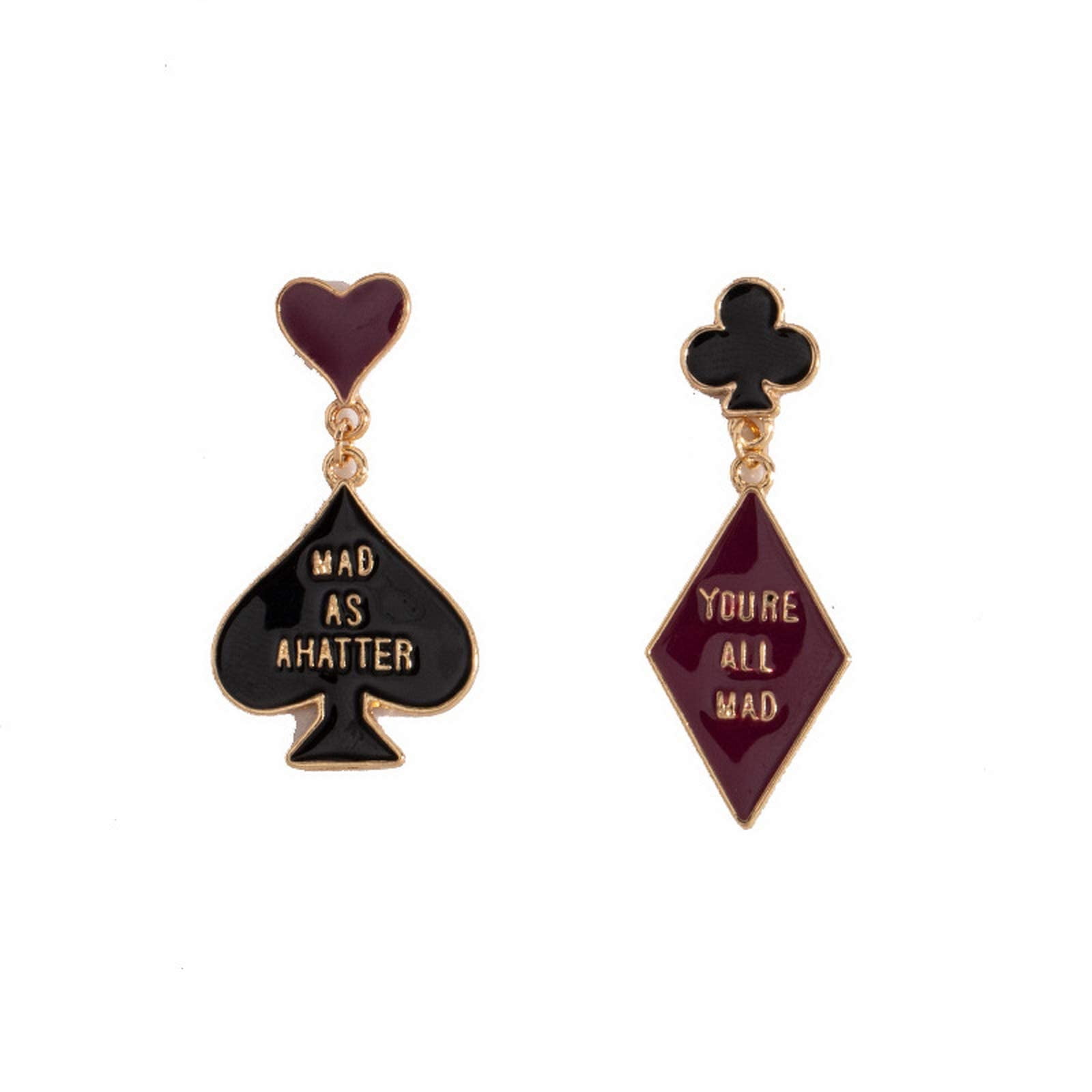 CutieJewelry Dangle Poker Earrings – Unique Playing Card Design (8 Of Hearts), Plastic Novelty Earrings