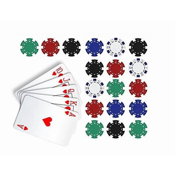 Poker Edible Cake Topper Royal Flush in Hearts Cake Topper Casino Chips