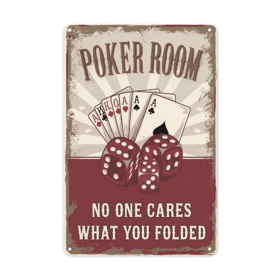 Poker Folded metal sign Vintage Game Room Decor Casino Art Perfect Hanging Basement Bar Man Cave With Card Theme Weatherproof Coating Gambler Gift Player Group Night 8x12 inch metal sign vintage
