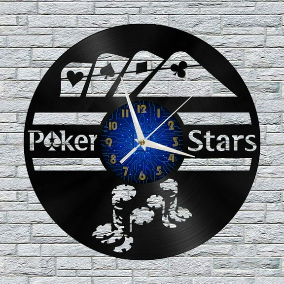 Poker Game 12 Inch Vinyl Record Wall Clock - Silent, Creative, and Unique Clock for Living Room, Entryway, or Bedroom Decor - Perfect Gift Idea(12 inchs B without LED)
