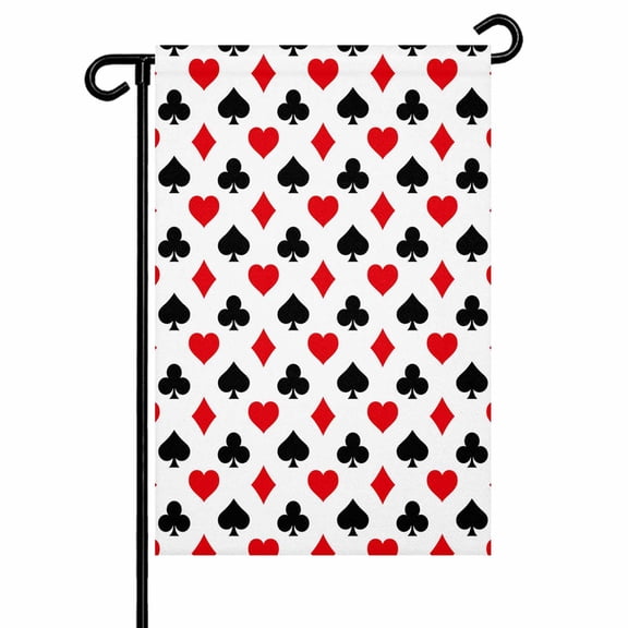 Poker Game Texture Garden Flags for Outside Red Black Casino Pattern Double Sided Yard Flags Outdoor House Decoration, Small 12X18 Inch,