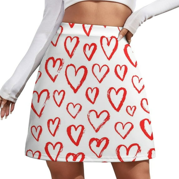 Poker Heart Skirt Playing Cards Suit Symbols Street Wear Casual Skirts Female Cute Mini Sk