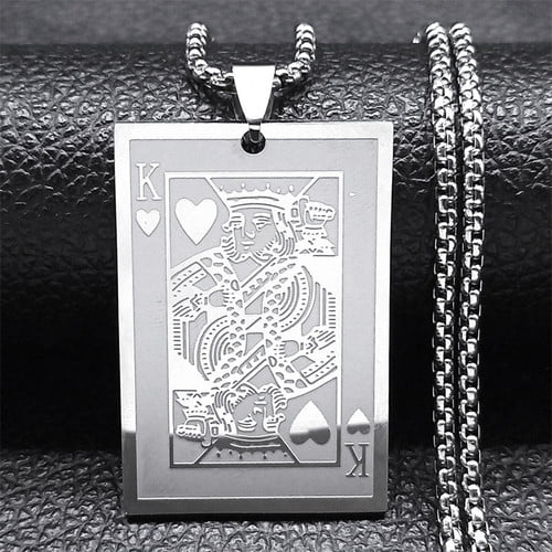 Poker King Spades Hearts K 14K Yellow Goldl Men Women Necklaces Pendants Chain Trendy Fashion Jewelry Creativity Gift