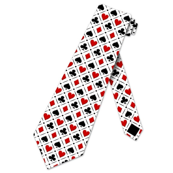 Poker Neckties Mens Playing Card Ties Blackjack Tie for Men Card Suite Neckties Casino Ties by Three