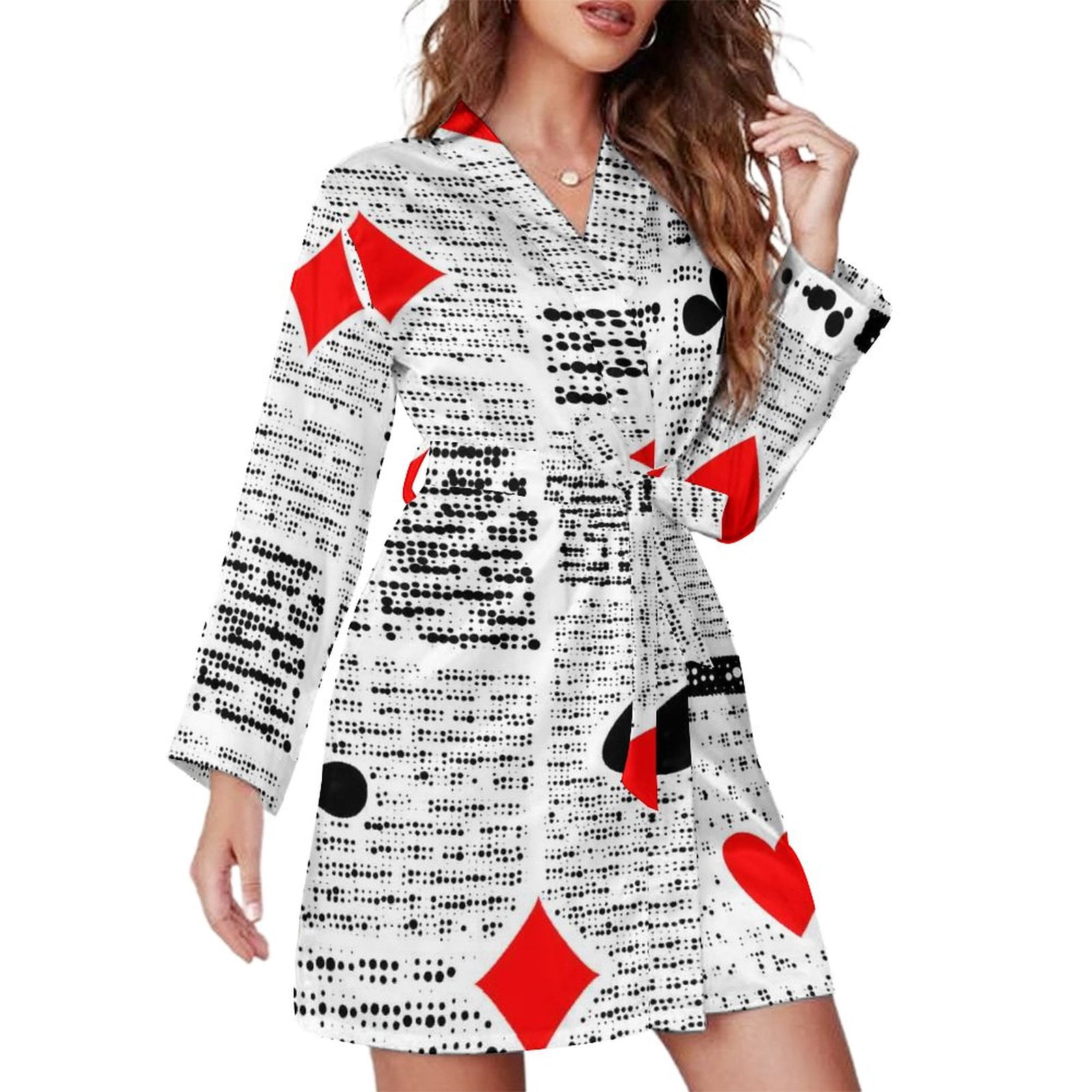 Poker Playing Card Pajama Robe Womens Funny Heart Print Bedroom ...