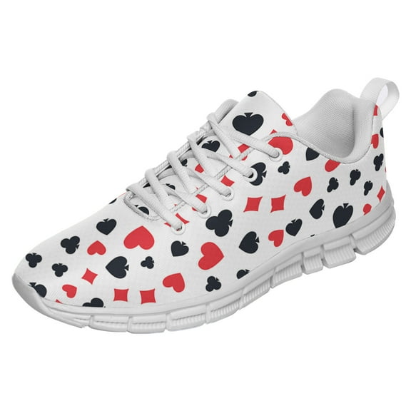 Poker Print Shoes for Men Women Running Sneakers Breathable Casual Sport Tennis Shoes White Size 3.5