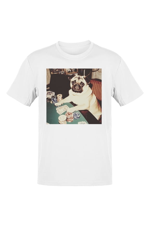 Poker Pug Vintage Casino Humor Men's White T-shirt