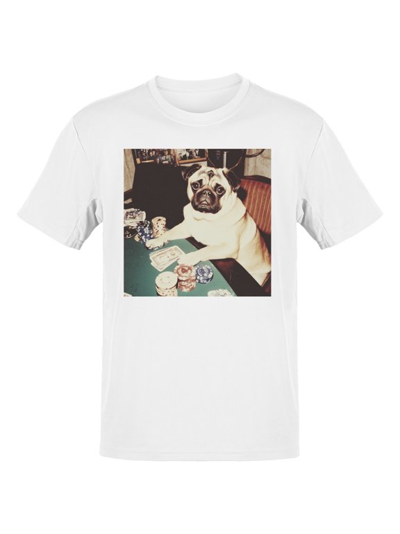 Poker Pug Vintage Casino Humor Men's White T-shirt
