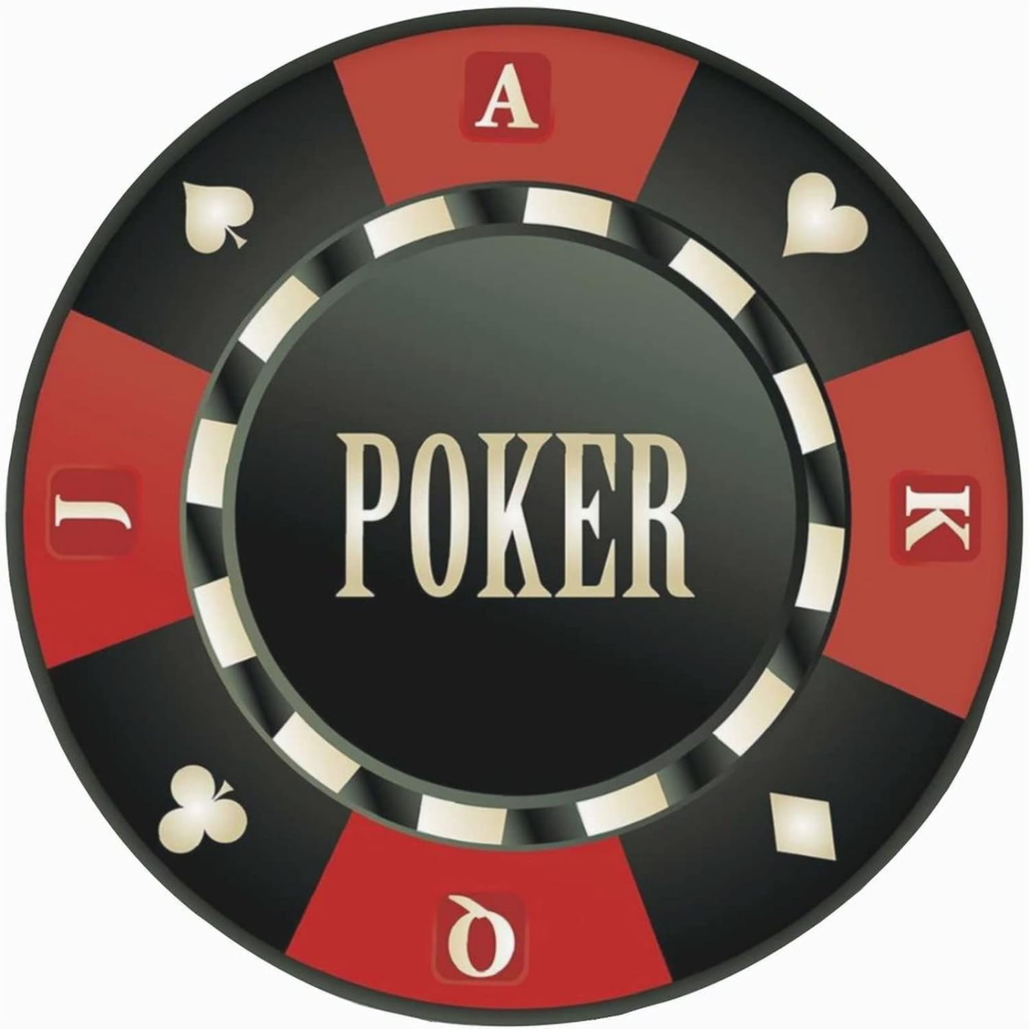 Poker Round Fitted Tablecloth with Elastic Edge,Casino Chip with Poker