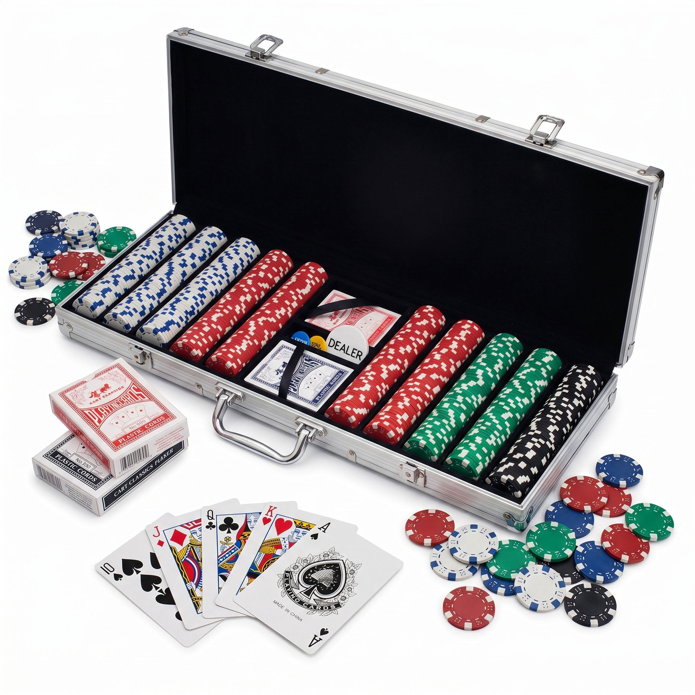 Trademark Poker Set with Cards, Buttons, Carrying Case, and 500