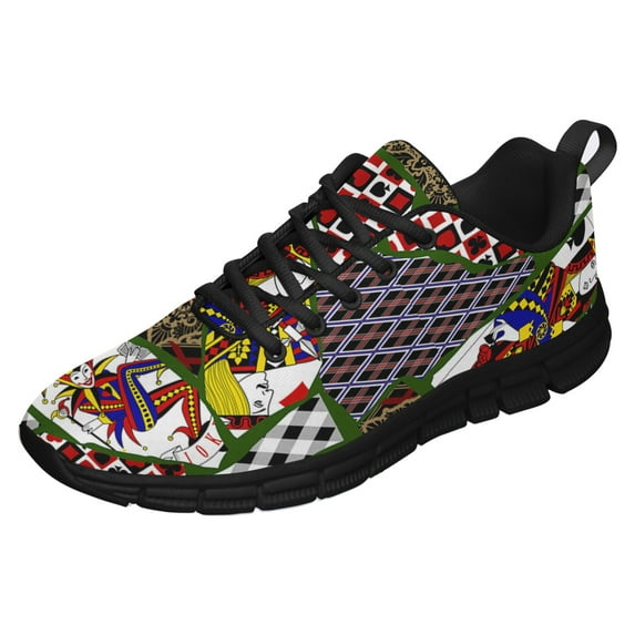 Poker Shoes for Men Women Running Sneakers Breathable Casual Sport Tennis Shoes Black Size 9