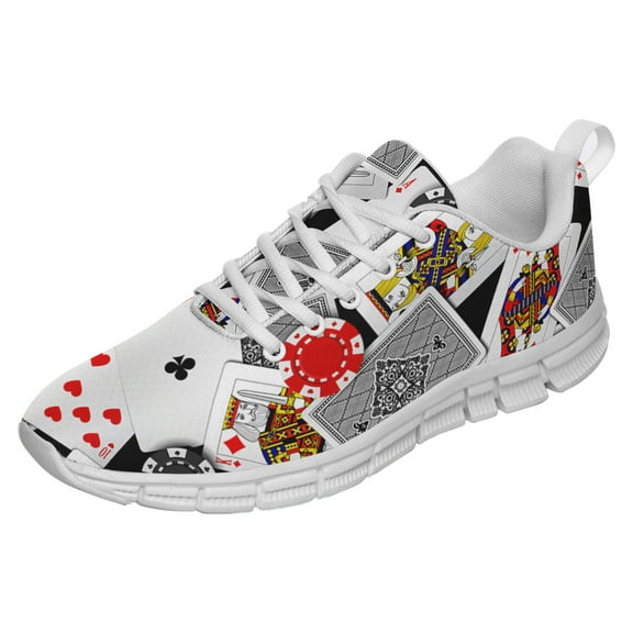 Poker Shoes for Men Women Running Sneakers Breathable Casual Sport Tennis Shoes White Size 3.5