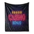 thumbnail image 1 of Poker Soft Flannel Fleece Blanket, Retro Vegas Style Casino Sign Illustration with Stars on Brick Background, Cozy Plush for Indoor and Outdoor Use, 50" x 60", Dark Grey Multicolor, by Ambesonne, 1 of 6
