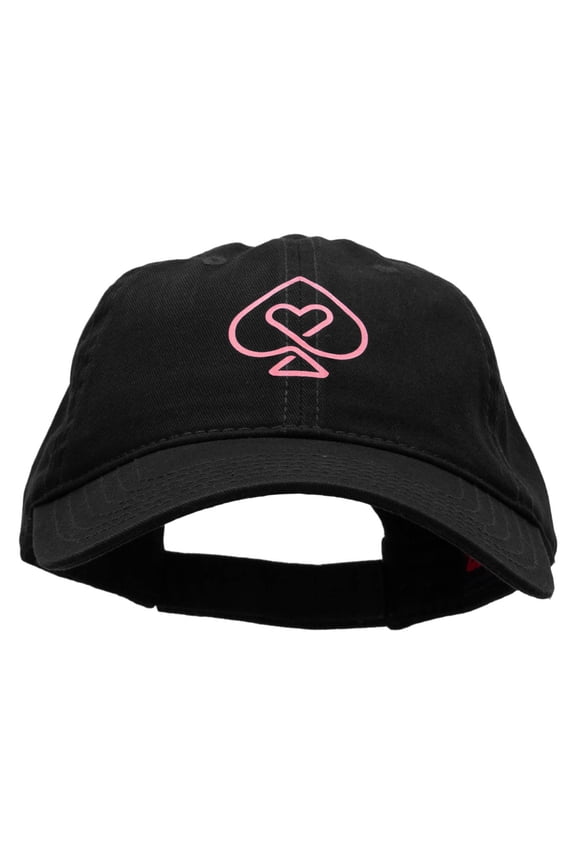 Poker Spade Heart Heat Transfer Deluxe Washed Twill Cap - Black OSFM