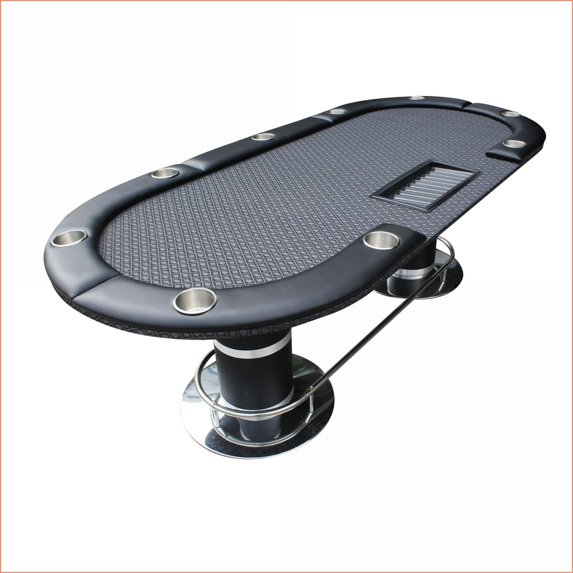 Poker Table 95 Inch Black with Cup Holders & Chips Tray | Modern | Plastic,Wood