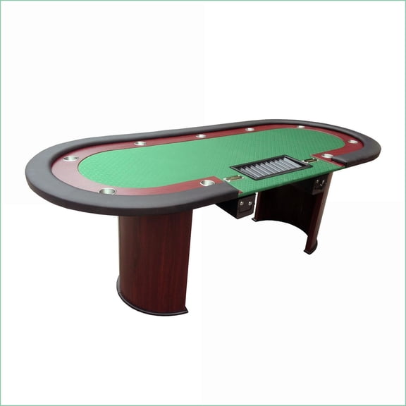 Poker Table 96'' Classic with Speed Cloth Racetrack Chip Tray Double DropBox | Green | Wood
