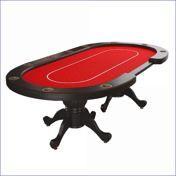 Poker Table 96 Oval for 10 Players with Bet Line Felt, Jumbo Cup Holders | Modern | Primary Living Space