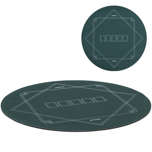 Poker Table Top Mat, Water-Resistant Felt Surface with Non-Slip Rubber Base for Texas Hold'em and Card Games, Portable Roll-Up Design with Carry Bag, Dark Green, 9.29 x 9.29 x 0.08 in