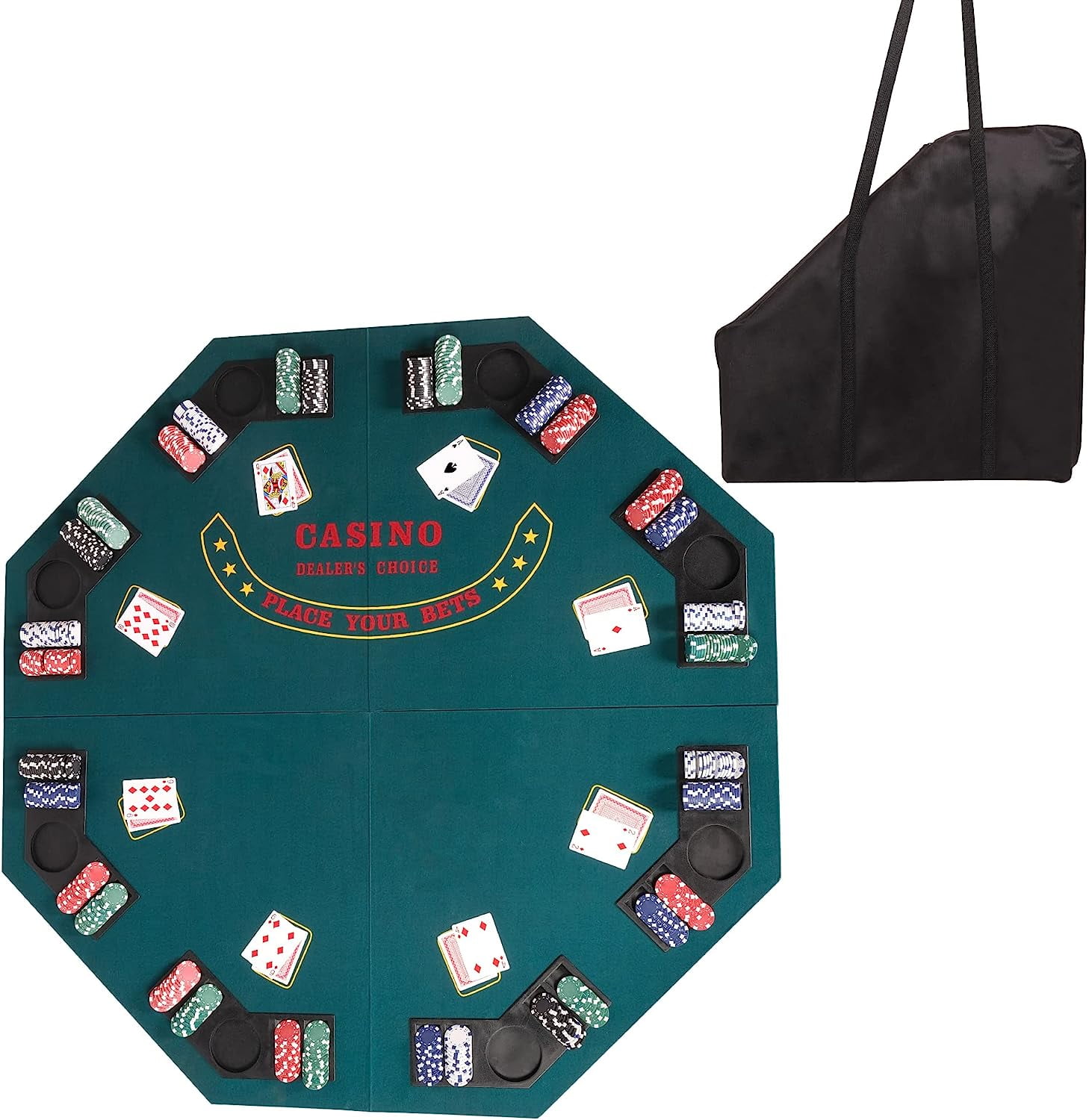Poker Tables Multiplayer Fold Luxury Texas Poker Table Top Texas Holdem Cup Inserts, Green Felt