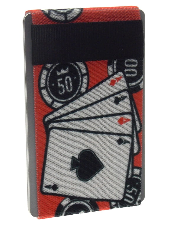 Poker Themed Minimalist Wallet for Men & Women, Elastic Band Minimal Slim Credit Card Holder For Thin Front Pocket Wallet or Money Clip Alternative