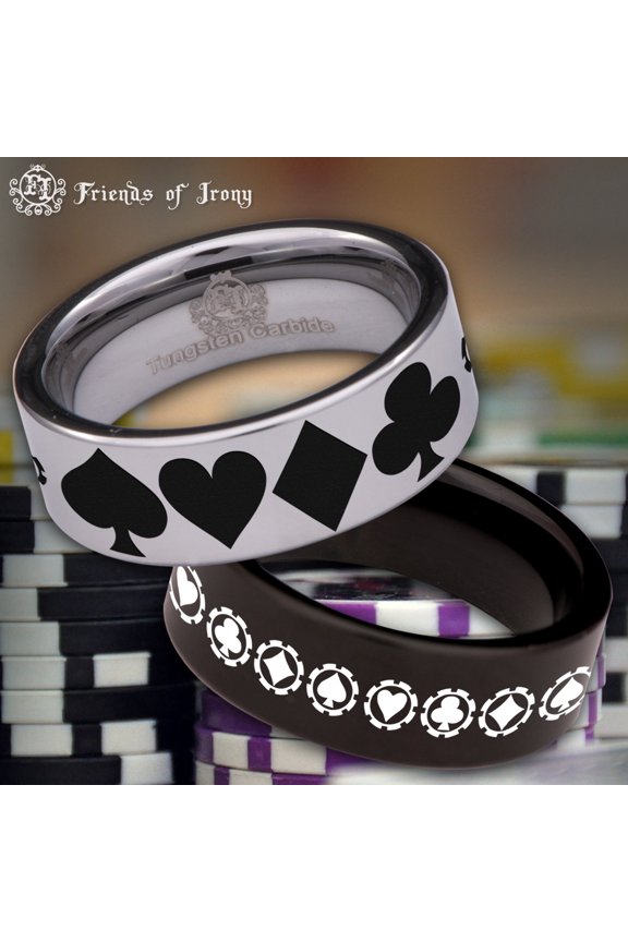 Poker Tungsten Carbide Ring