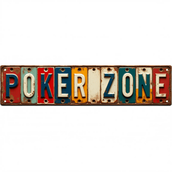 Poker Zone Game Tin Signs 16*4 Inches "Poker Zone" Game Room, Bar, Garage Decor Man Cave Accessories, Funny Room Decor, Outdoor Sign