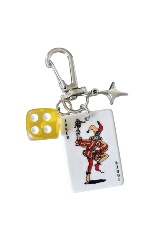 Poker and Dice Keychain, Casino Themed Bag Charm and Key Ring