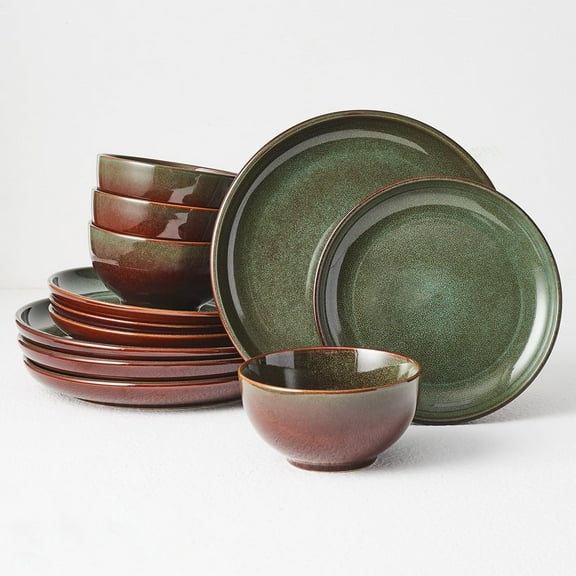 Pokini Stoneware Dinnerware Sets for 6, 10 inch plate