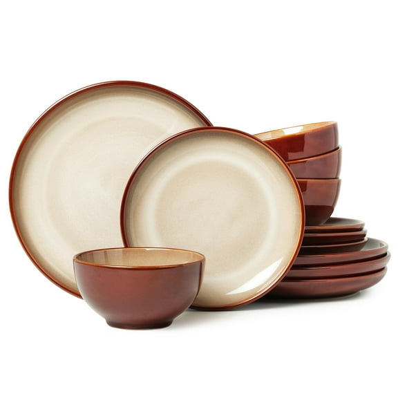 Pokini Stoneware Dinnerware Sets for 6, 10 inch plate